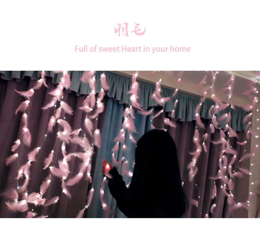 Led Strip Light Feather String Light Fairy Curtain Light Copper Wire For Bedroom Room Ins Style Romantic Decoration Lamp QW159 (5)