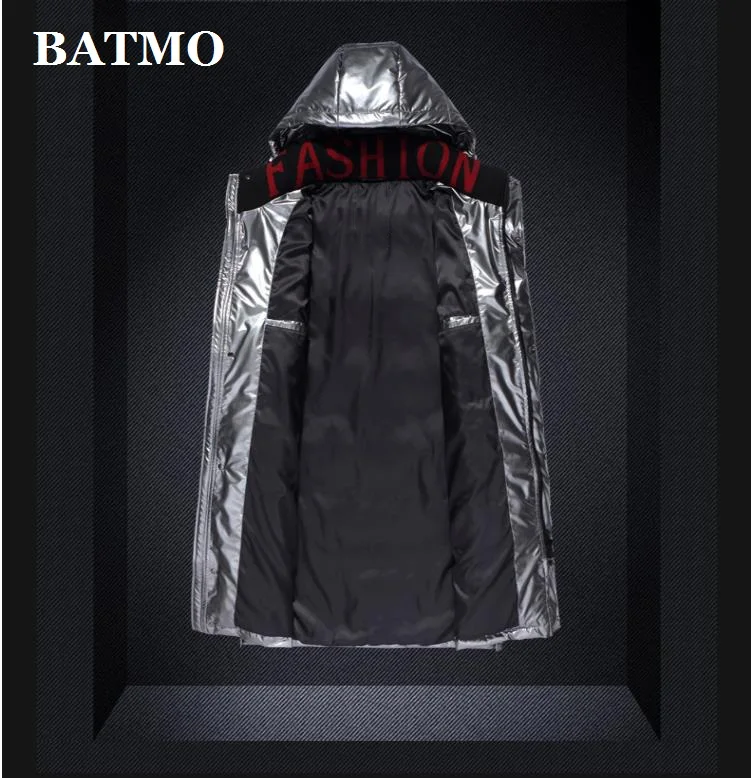 BATMO Новое поступление Зима Высокое качество 90% белый утиный пух с капюшоном Длинные куртки мужские, мужские водонепроницаемые пуховики 61909