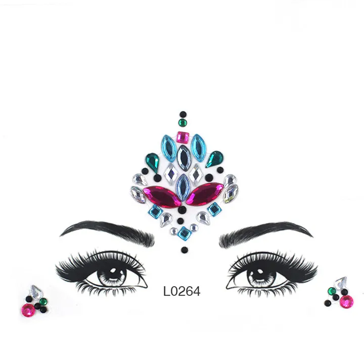8  Acrylic Jewelry Stickers Colorful Rhinestone Face Stickers For Women Eyebrow Eye Masquerade Decor Resin DIY Drill Face Sticker
