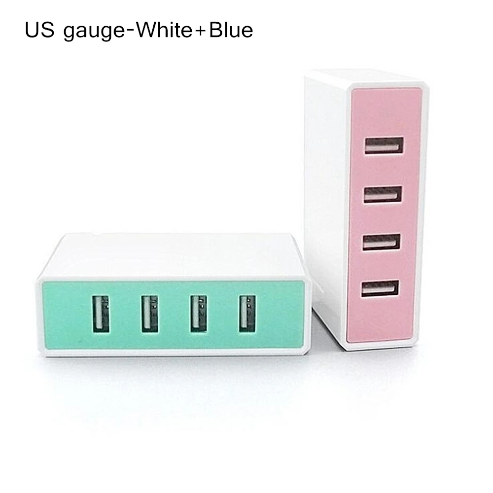US gauge-White Blue 4USB Quick Charge 3C Сертифицированный 5V2. 4AUSB Зарядное устройство для мобильных телефонов и планшетов универсальная зарядная головка - Цвет: US gauge-White Blue