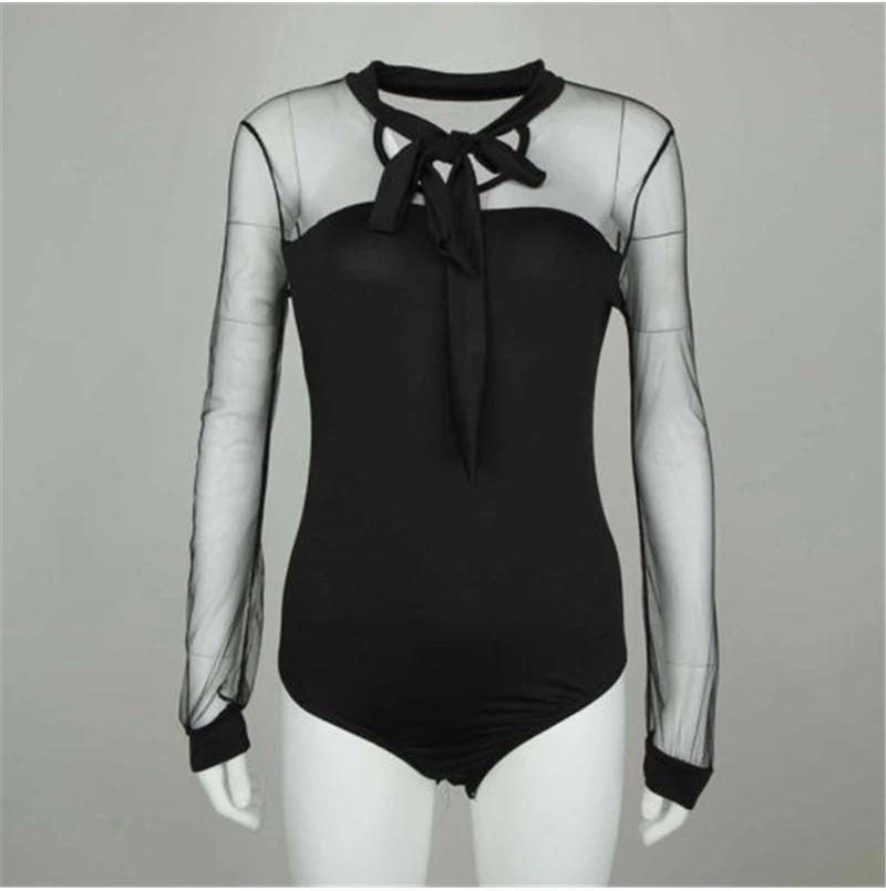 Fashion Women Bandage Tight Bodysuit Elegant Stretch Leotard Long Sleeve Body Tops T shirt Romper Sexy Party Club Streetwear