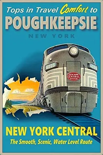 

Metal Tin Sign Poughkeepsie New York Central Railroad Train Pub Outdoor Bar Retro Poster Home Kitchen Restaurant Wall Decor