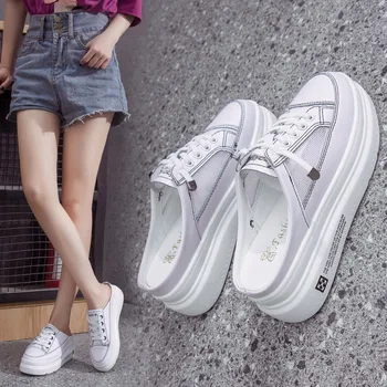 

Little white shoes women's shoes summer 2020 new Baotou half slippers, outer wear without heel muffins, lazy shoes