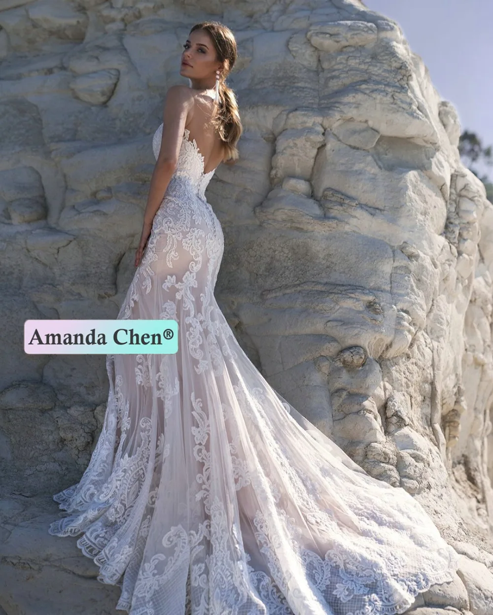 Robe mariage сексуальные кружевные свадебные платья русалки с глубоким вырезом 2019