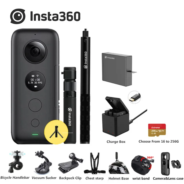 Insta360 ONE X VR 360 панорамная камера для iPhone и Android Экшн-камера 5,7 K видео 18MP фото 360 камера - Цветной: Bundle 5