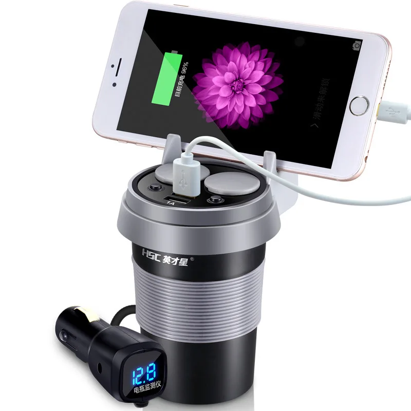

Excellence Star Double USB Car Mounted One Divided into Two with Voltage Monitoring On-board Phone Holder Cigarette Lighter Hsc-