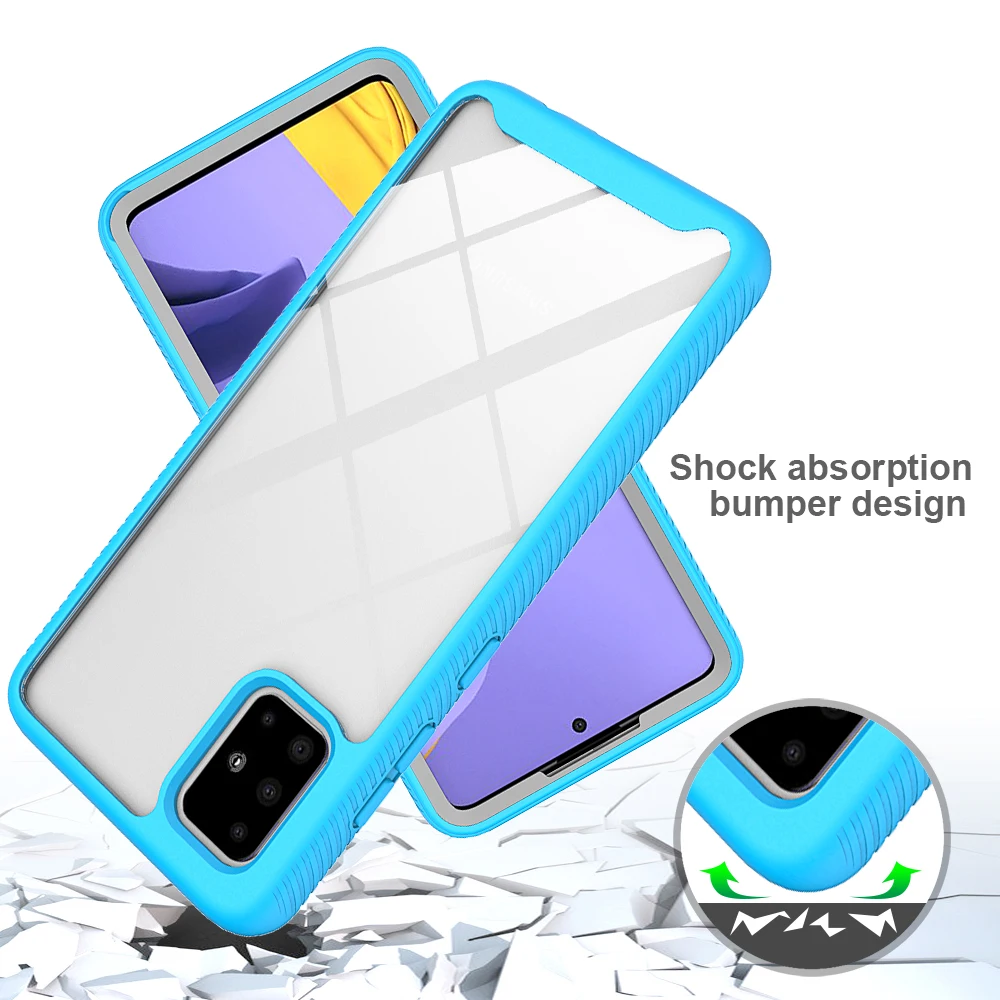 Clear 360 Phone Case For Samsung Galaxy M51 M31 A50 A50S A20S A10S A30S A20 A30 A10 A70 A20E 2 in 1 Frame Armor Shockproof Cover