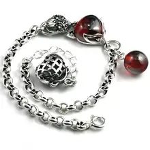 Чистое серебро 3 мм толщиной Стерлинговое Серебро 925 Гернет лиса серебряная сумочка кулон звено цепи браслет S925 ювелирные изделия(YRT