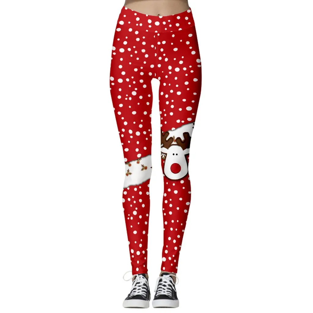 Готические, сохраняющие стройность Стрейчевые узкие брюки, женские, с высокой талией, с рождественским принтом, бесшовные леггинсы, для бега, спорта, фитнеса, леггинсы, Mujer