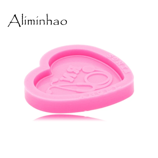 DY0449 Shiny Glossy Doctor Stethoscope Love Shape Mould Silicone