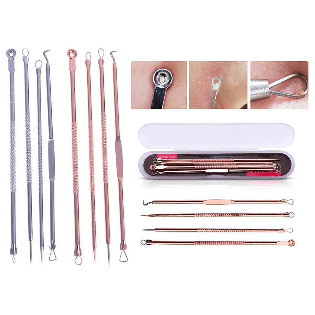 

4Pcs/set Blackhead Comedone Acne Pimple Blackhead Remover Tool Spoon for Face Skin Care Tool Needles Facial Pore Cleaner