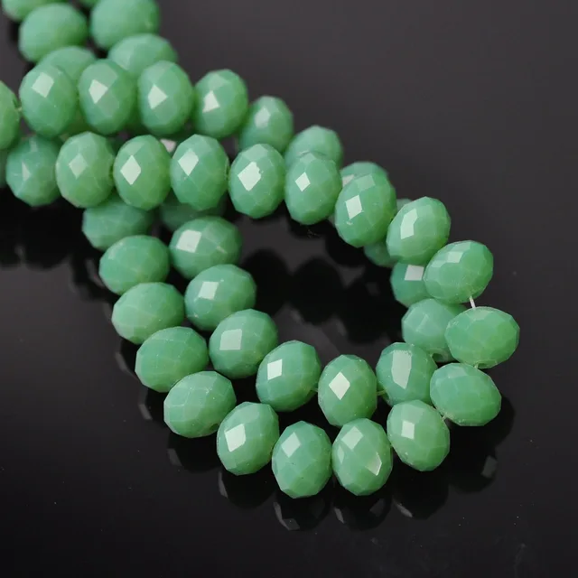 Rondelle Faceted Czech Crystal Glass Solid Color 3x2mm 4x3mm 6x4mm 8x6mm 10x7mm 12x8mm Loose Spacer Beads for Jewelry Making DIY 71 Opaque Lt Green