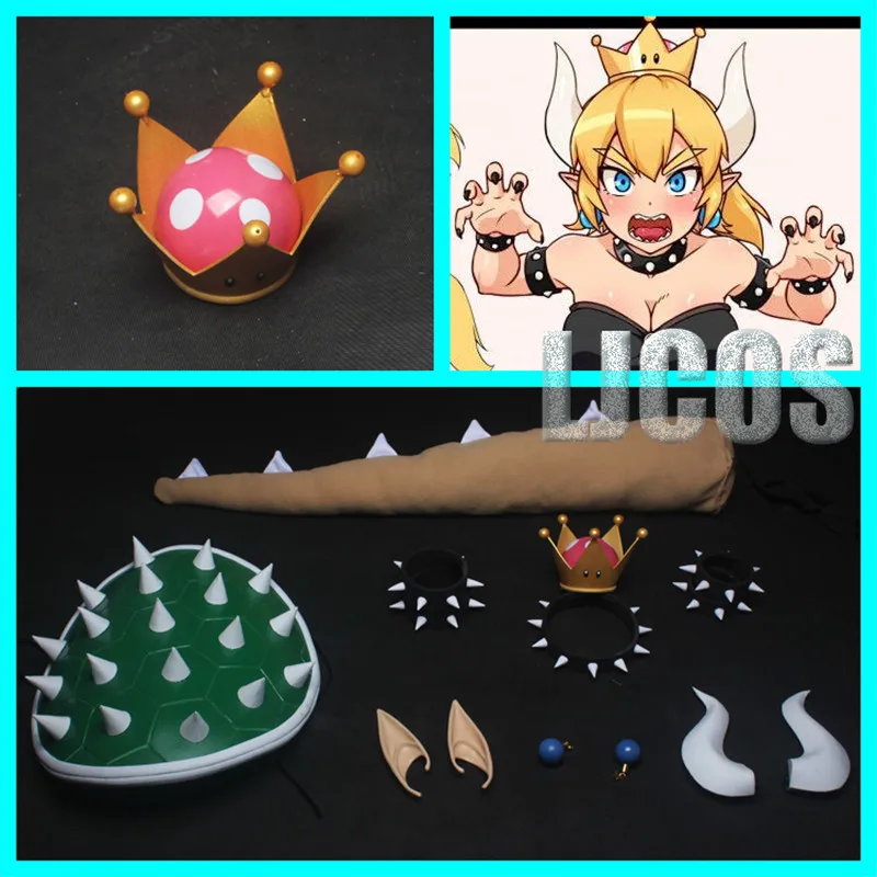 Bowsette куппа Купа Hime принцесса косплей путаться с бабами Корона Серьги рога