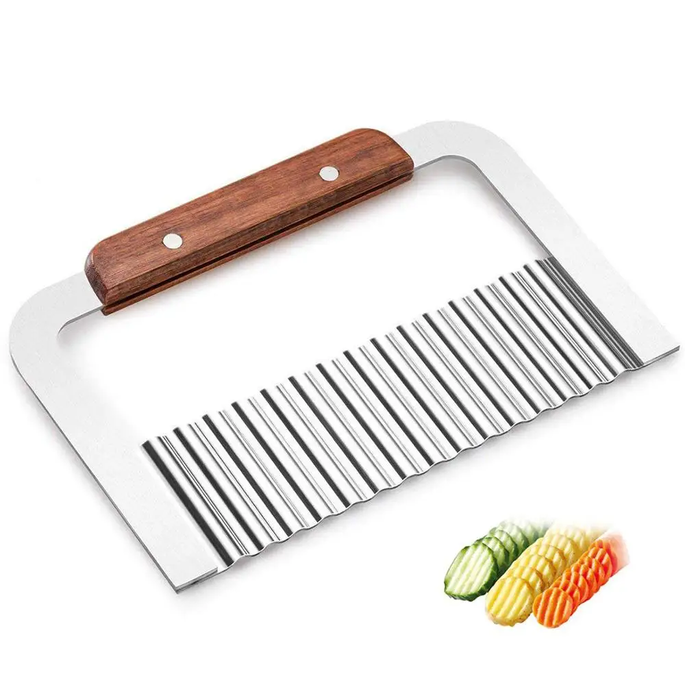 

Kitchen Crinkle Chip Cutter Stainless Steel Wavy Potato Chip Cutter Kitchen Gadget Cutting Tool for Carrots Cucumbers