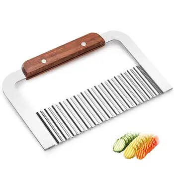 

Kitchen Crinkle Chip Cutter Stainless Steel Wavy Potato Chip Cutter Kitchen Gadget Cutting Tool for Carrots Cucumbers