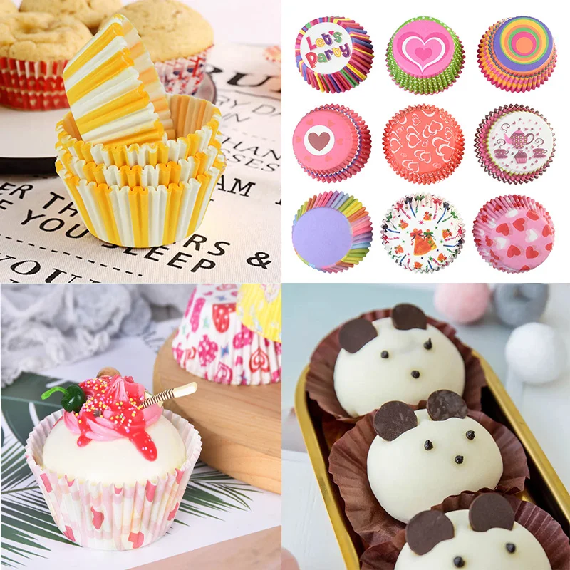 DarweirlueD 100Pcs Colorful Paper Cake Cupcake Liner Case Party Wrapper Muffin Baking Cups Home Kitchen Baking Accessories
