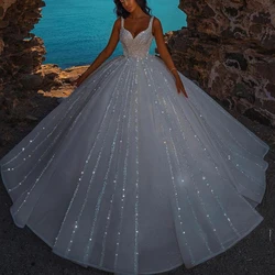 Strapless Sequined Simple Wedding Dresses for African 2022 Sleeveless Bridal Gowns A Line свадебное платье Floor-Length Summer