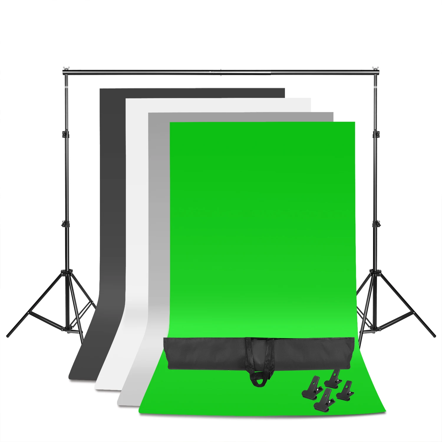 

ZUOCHEN Photo Studio Adjustable Backdrop Support Stand Kit Black/White/Green/Gray Backdrop screen + Background Support System