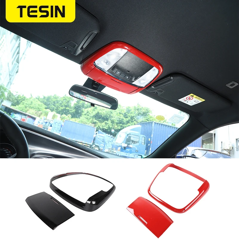 

TESIN ABS Interior Mouldings for Dodge Charger 2014+Car Front Reading Light Trim Decor Cover for Dodge Charger 2014+ Accessories
