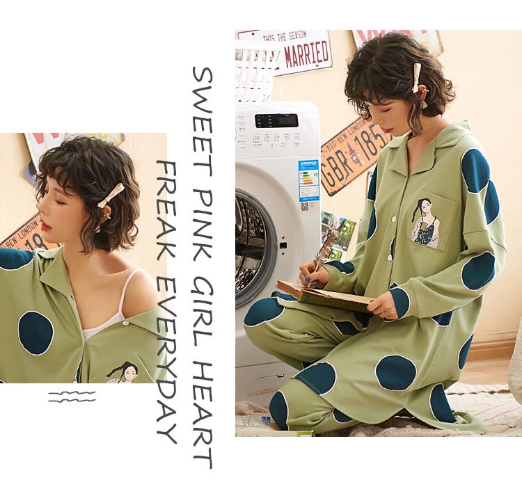 Pjs, женское хлопковое нижнее белье, одежда для сна, с рюшами, украшенная, белая Пижама, с милым принтом крысы, плюс размер, рубашки, женские, из двух частей, пижамный комплект