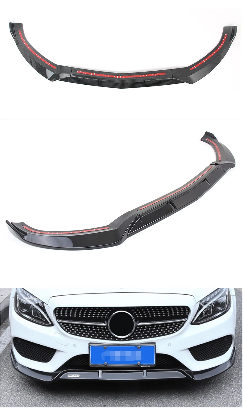 3 шт. Mercedes w205 передний бампер спойлер разветвители тела комплект для Benz для Mercedes W205