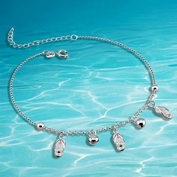 

Dankadi Vintage Beach Foot Anklet For Women Sterling silver Female Anklets Summer Bracelet On the leg Jewelry
