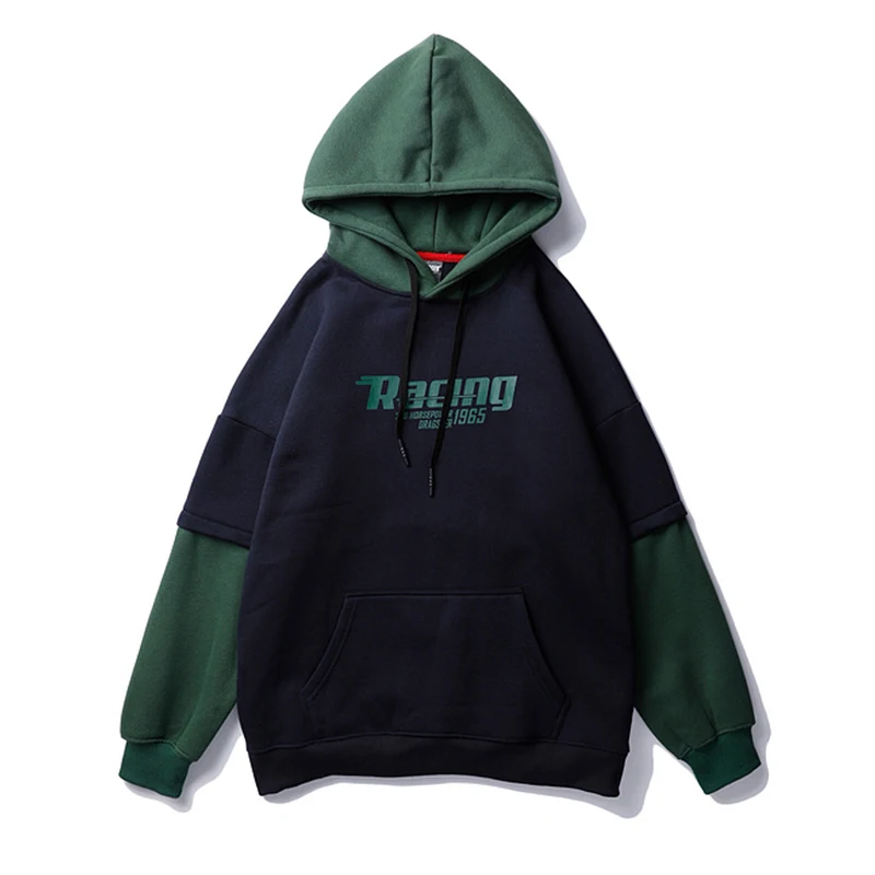 Black hoodies Plegie мужские толстовки с капюшоном с передними карманами в стиле пэчворк, Повседневный пуловер с капюшоном, имитация двух частей, уличная одежда унисекс, флисовые толстовки - Цвет: Black hoodies