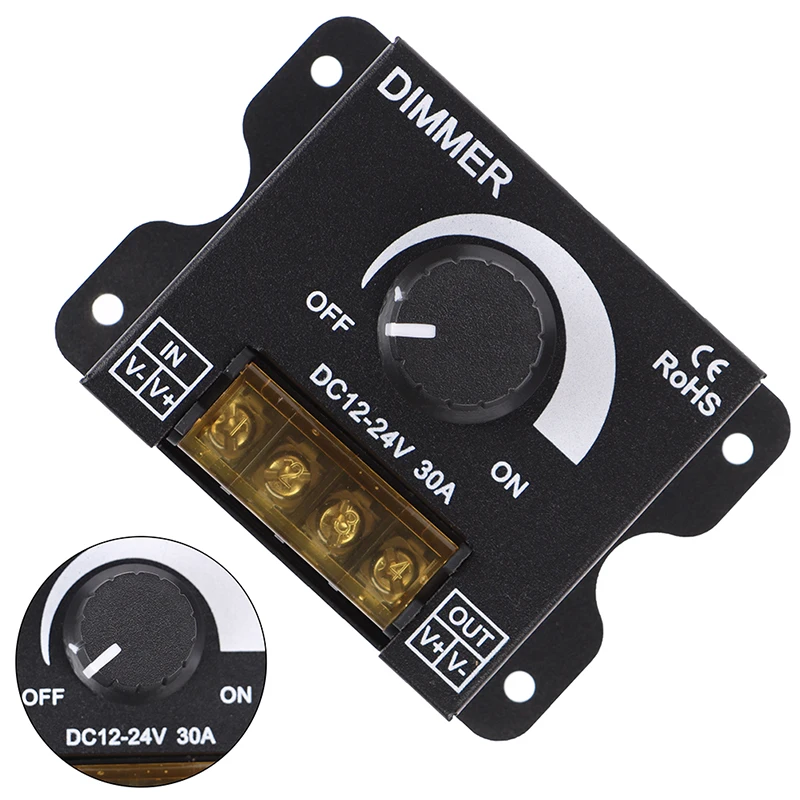1 шт. DC12V 24V светодиодный диммер 30A 360 Вт регулируемая полоса для одного цвета
