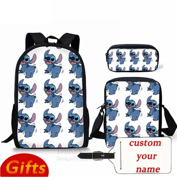 

THIKIN Backpacks Boys Girl Starry Sky Stitch Cartoon Anime Pattern Children School Bag Large Schoolbag Students Book Bagpack Set