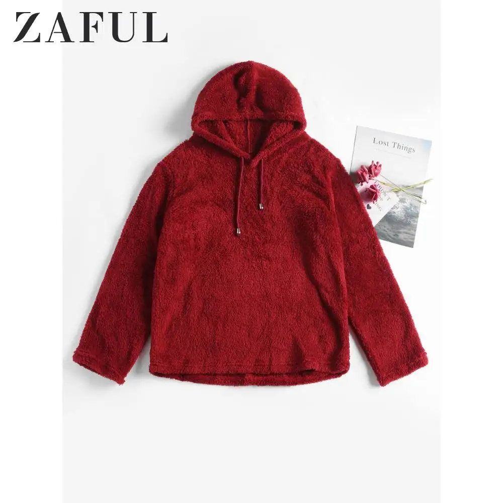 red fluffy hoodie