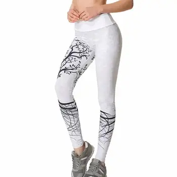

High Elastic Waist Push Up Fitness Sportwear Women Tree Pattern Leggings Printed Pants