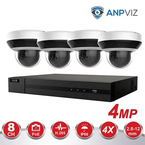 4 PTZ Dome KIT Hikvision OEM H.265 8CH POE NVR комплект видеонаблюдения Системы 4/6/8 шт. 4MP 4X зум камеры PTZ IP Камера P2P видео наблюдения - Цвет: 4 PTZ Dome KIT