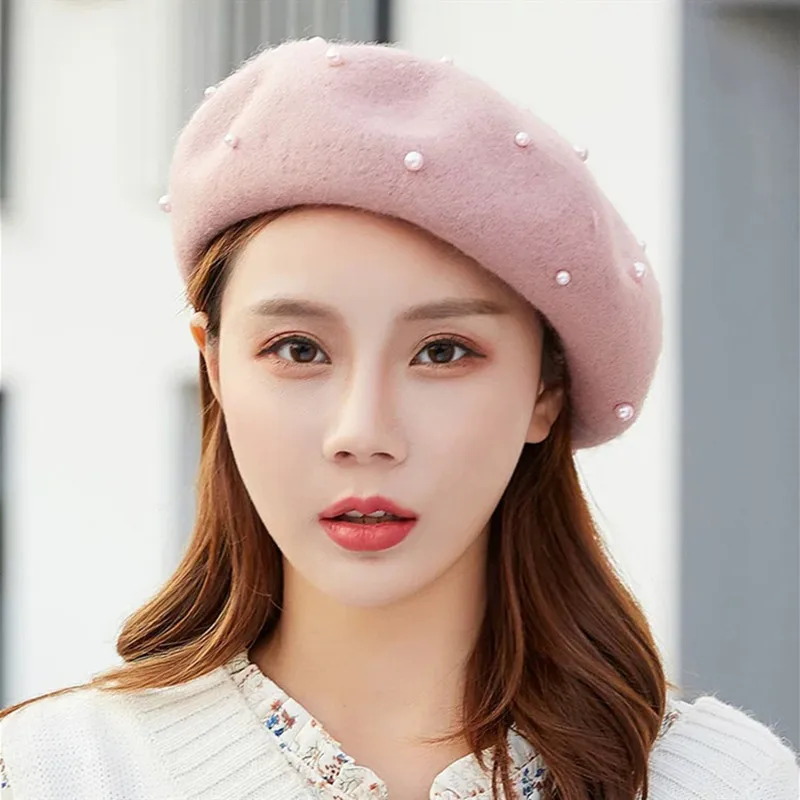 Autumn and winter new beret starry pearl beret pumpkin cap french hats women boina beret hat boinas para mujer french hat