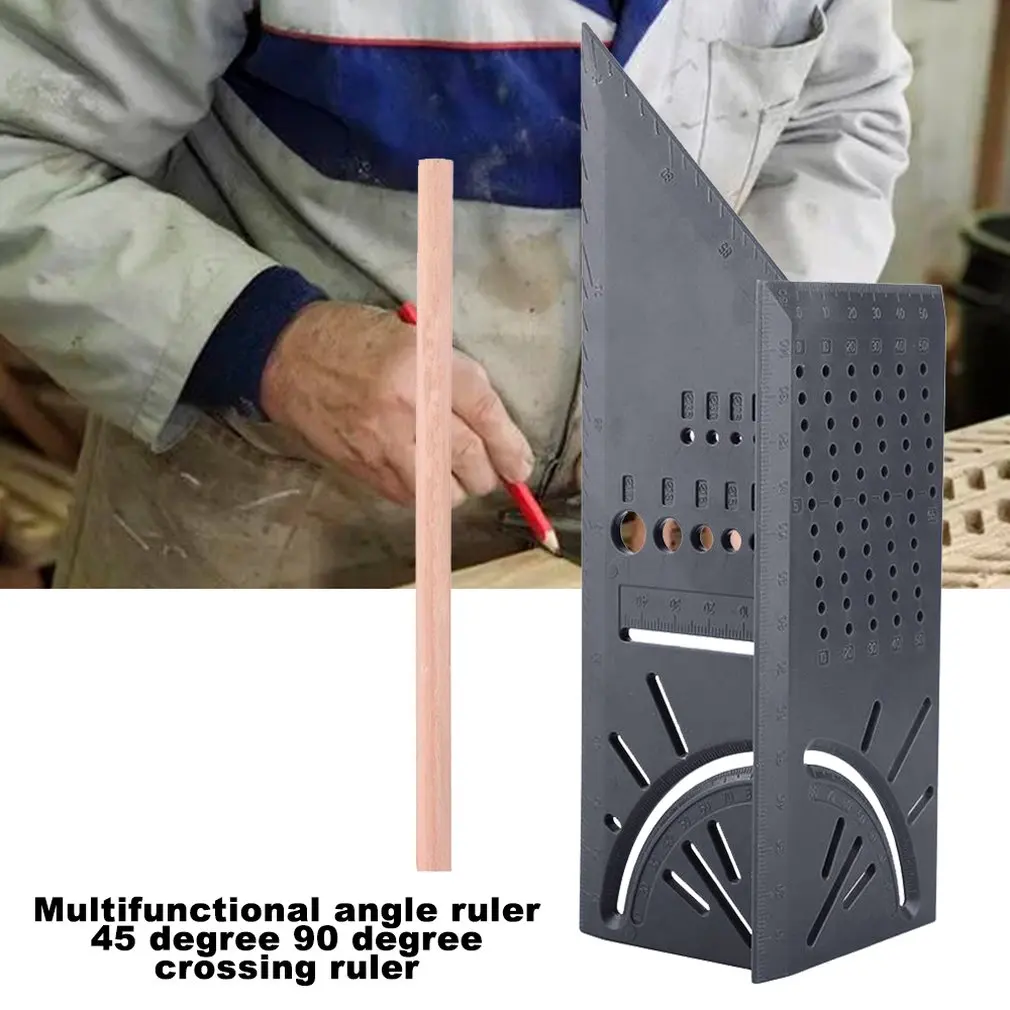 

Multi-Function Square 45 Degree 90 Degree Ruler 3D Woodworking Stop Type Gauge Stop Point Ruler Angle Measurement Square Ruler