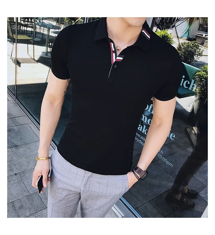 Повседневное поло Homme уличная одежда 3XL горячая распродажа мода Летняя мужская рубашка поло высокое качество приталенная Мужская рубашка поло с коротким рукавом