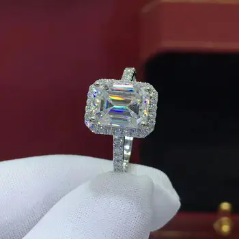 

2020 Emerald cut 2ct Diamond cz Promise ring 925 Sterling silver Engagement Wedding Band Rings for women Bridal Party Jewelry