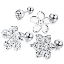 4 шт. пирсинг для тела, женские серьги в форме цветочных шариков, ушной хрящ для пирсинга из циркония, серебряные хирургические серьги из нержавеющей стали