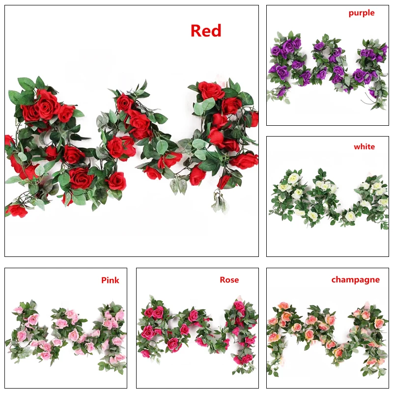 2,4 м искусственные розы прекрасная роза струна праздничный реквизит для фотосессии модная искусственная Роза лозы украшение домашний декор