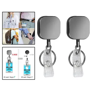 

2x Heavy Duty Retractable Badge Holder Reel, ID Badge Holder with Belt Clip Alligator Clip Key Ring Chain for Name Card Keychain