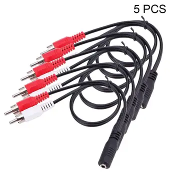 

5PCS 3.5mm Stereo Audio Female Jack to 2 RCA Male Socket Headphone Adapter Cable 449C