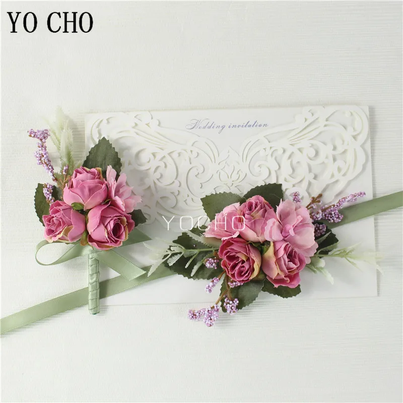 Wedding Groom Boutonniere Bridesmaid Flowers Bracelet White Rose Boutonniere Corsage Pin Flower Wedding Witness Corsages Flower