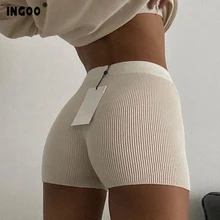 Short d'été tricoté en coton côtelé pour femmes, survêtement élastique, Slim, à la mode, cyclisme, vélo, extensible, 2020