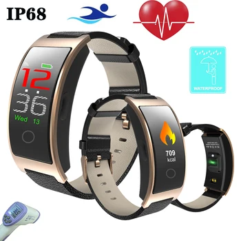 

Color Screen Touch Waterproof Bracelet Ck11c Sports Fitness Tracker Heart Rate Blood Pressure Meter Bluetooth Thermometer Watch