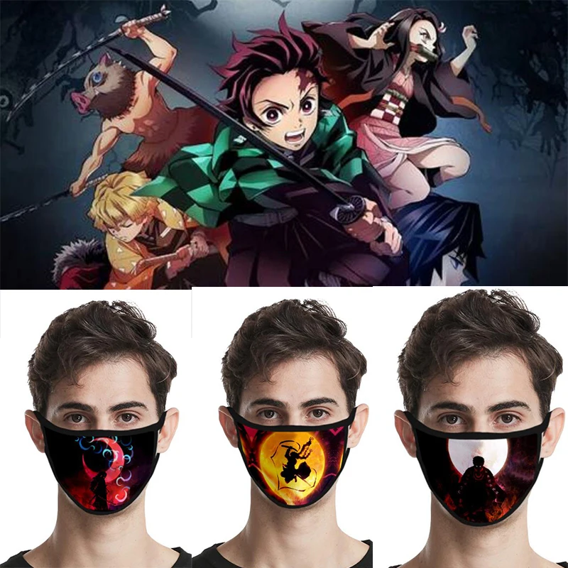

Anime Demon Slayer Mask Adults Kid Cosplay MaskWindproof Breathable Reusable Washable Dustproof Bacteria Proof Flu Masks