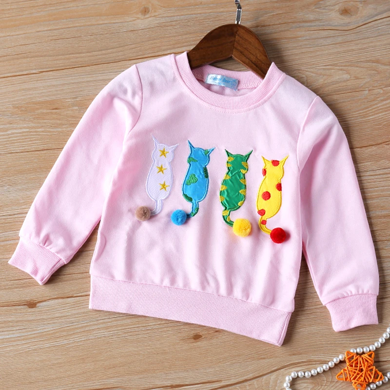 

Children Clothing Girls Clothes Casual cartoon Cat Design Long Sleeve T-Shirt Tops High Quality Fashion Girls Tops
