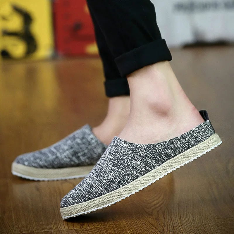 

New Trendy Hemp Weaving Men Slippers Summer Outdoor No Heel Casual Shoes Light Comfortable Daily Walking Shoes Home Slipper