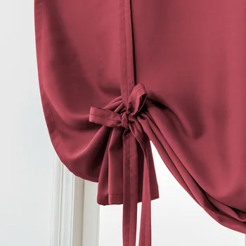 

Short Roman High Shading Curtain Solid Color Tie Up Black Out Window Curtains Rod Pocket for Living Room Kitchen