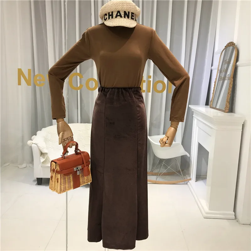 Бархатная винтажная длинная юбка женские юбки Mujer Moda Осень Зима Высокая талия юбка элегантные вечерние платья для женщин сексуальные