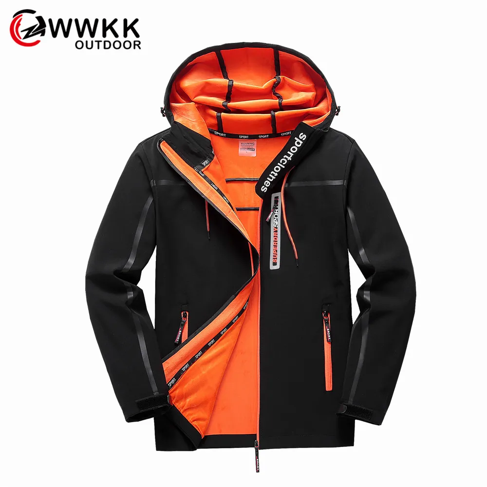 WWKK Softshell Куртки мужские водонепроницаемые флисовые термо ветрозащитные уличные
