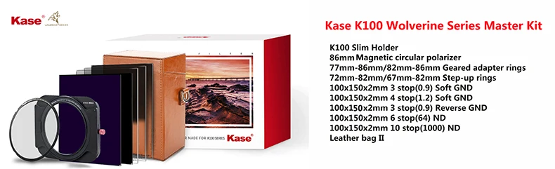 Kase K100 ND64 квадратный фильтр ND GND объектив камеры фильтр комплект с сумкой с 100 мм 150 мм Градуированный нейтральной плотности 86 мм Фильтры CPL
